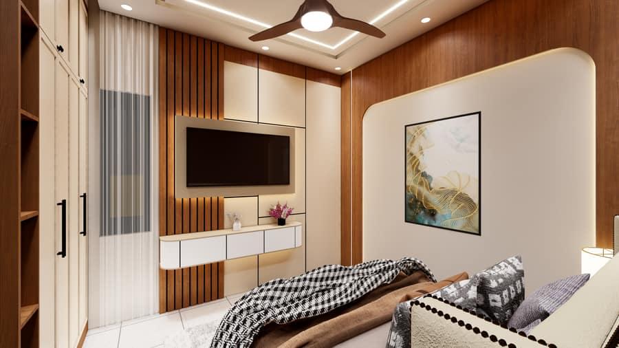 Finished interior with false ceiling and feature lighting